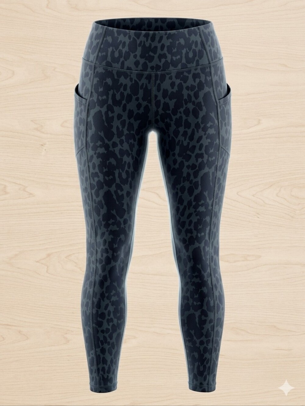 Victoria's Secret Leopard Print High Rise Leggings Pockets Grey Green Sm